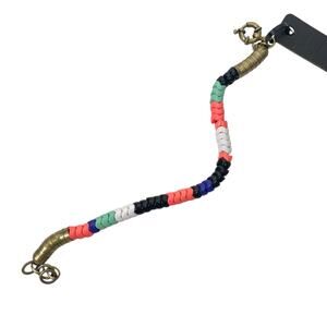 J. Crew Wavy Beaded Bangle Bracelet Multi Color Gold